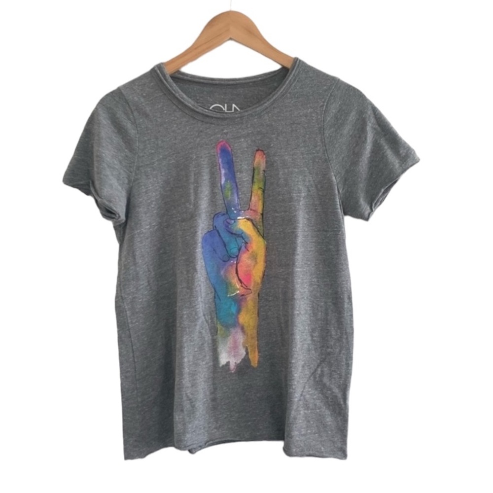 Chaser | Peace logo graphic grey jersey crewneck tee women's size small